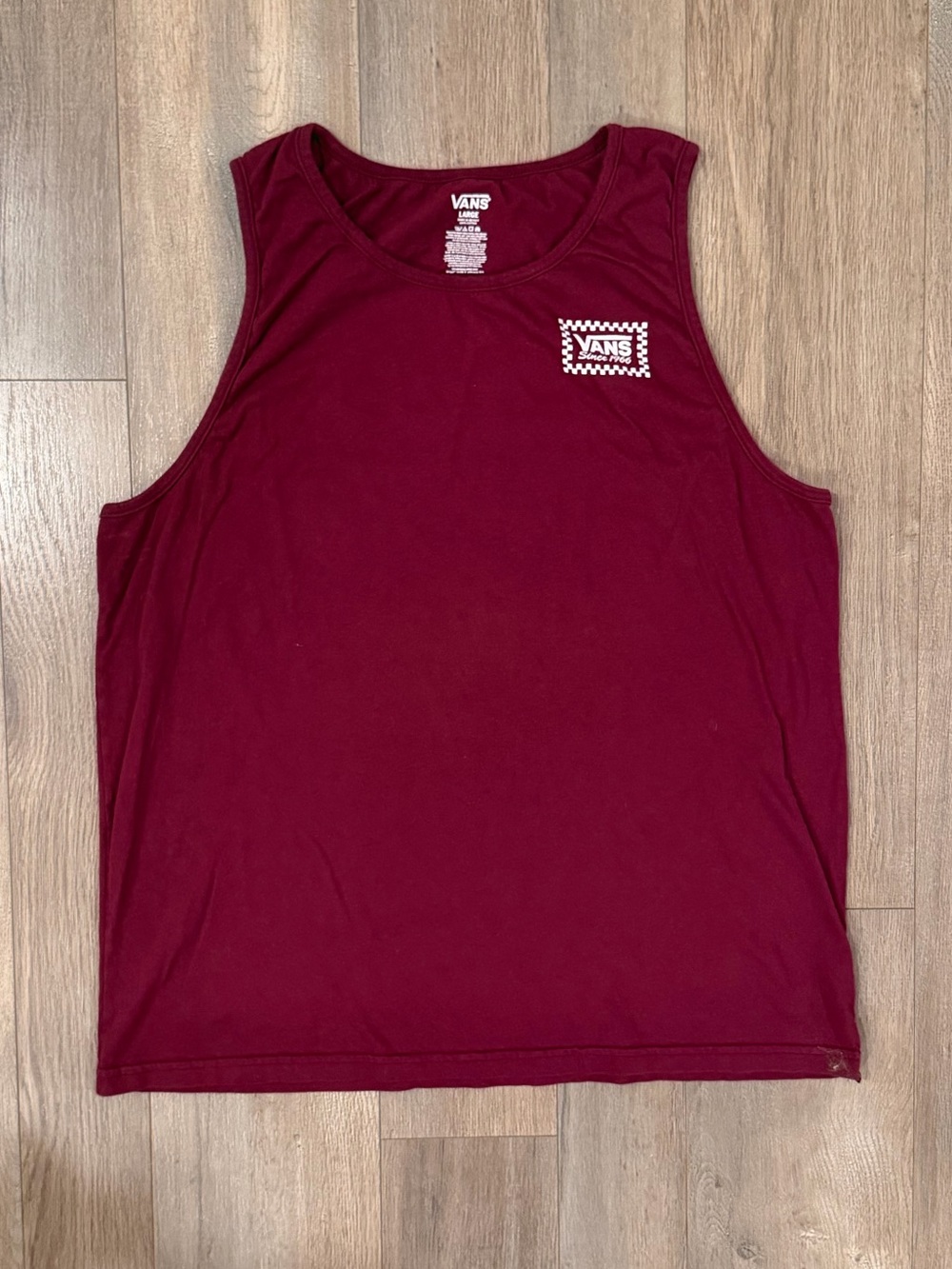 Vans Men's Maroon Sleeveless Swim Rash Guard with Chest Logo